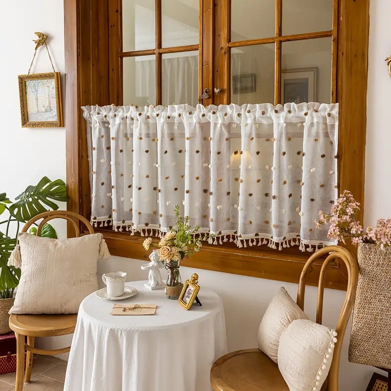 Завеса за врата с дантела (Материал: полиестер; Основно съдържание на тъкан: 80%; Вид завеса: дантелена за врата; Пространство: хол, спалня, кабинет; Стил: модерен минимализъм)