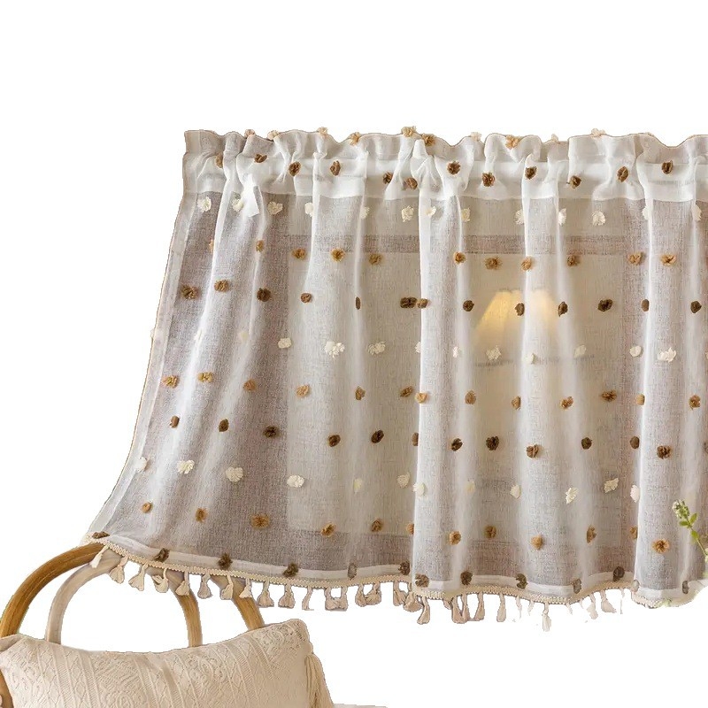 Завеса за врата с дантела (Материал: полиестер; Основно съдържание на тъкан: 80%; Вид завеса: дантелена за врата; Пространство: хол, спалня, кабинет; Стил: модерен минимализъм)