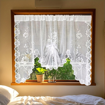 Полиестерна дантелена кухненска завеса, рапично тъкана, полупокриване 40–70%, китайски класически стил