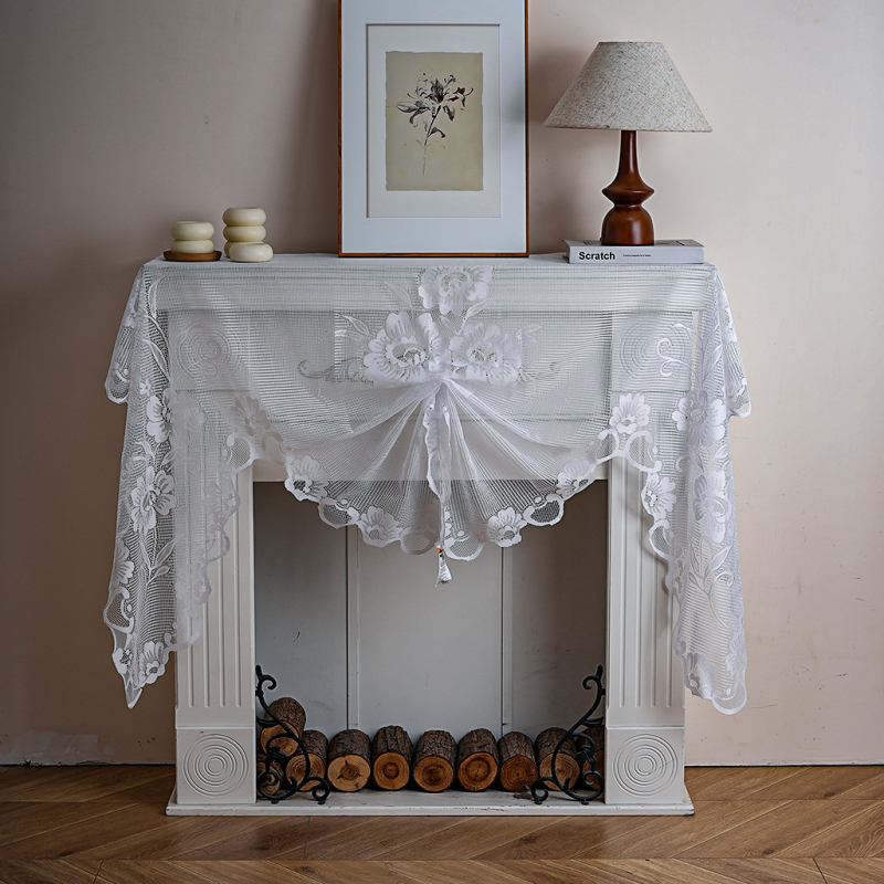 Полиестерна дантелена кухненска завеса, рапично тъкана, полупокриване 40–70%, китайски класически стил