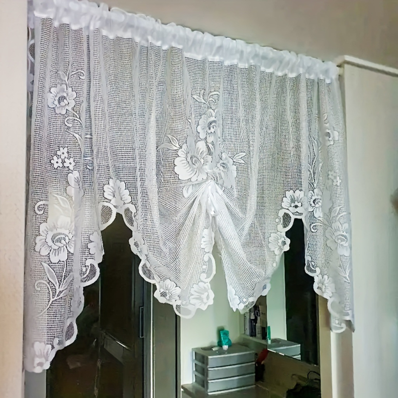 Полиестерна дантелена кухненска завеса, рапично тъкана, полупокриване 40–70%, китайски класически стил