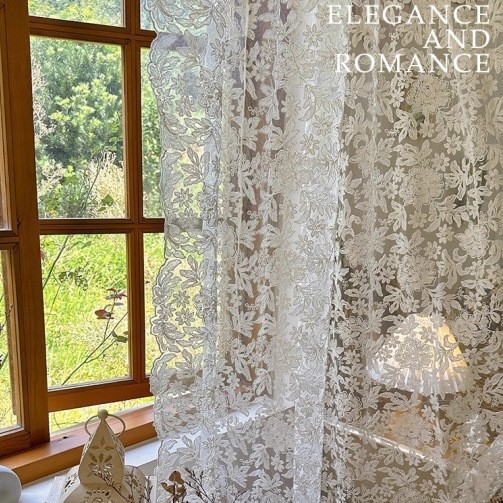 Prancūziško stile nėrinių pertvarinė užuolaida – be skylučių, poliesteris, warp audinys, šviesos filtras, tinkama svetainei, miegamajai ir balkonui