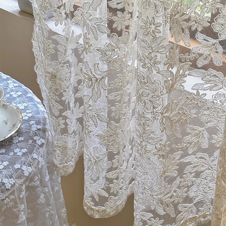 Prancūziško stile nėrinių pertvarinė užuolaida – be skylučių, poliesteris, warp audinys, šviesos filtras, tinkama svetainei, miegamajai ir balkonui