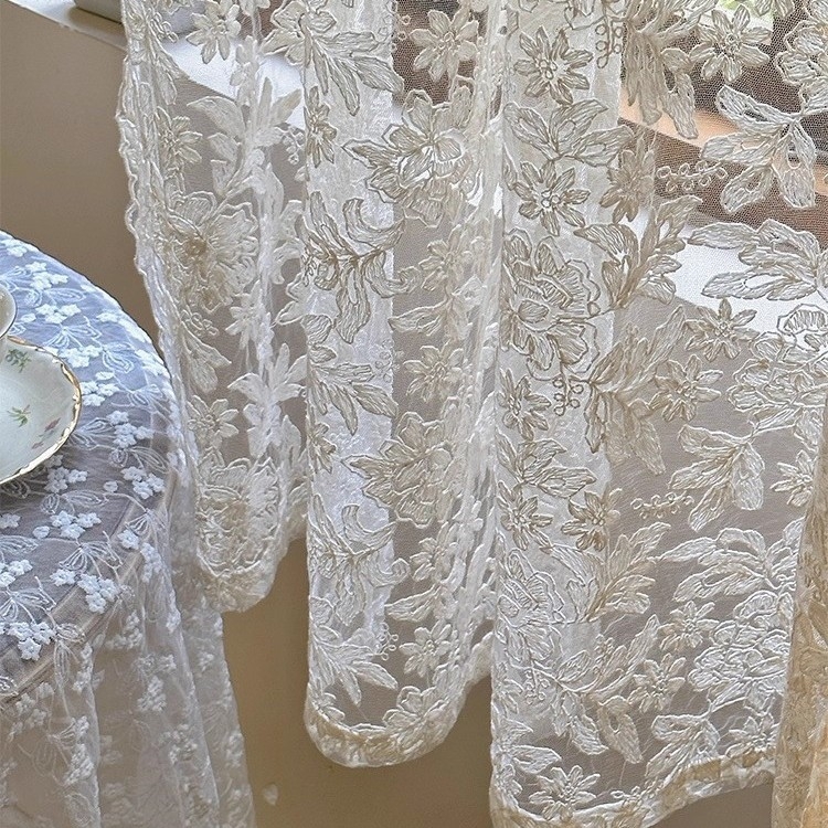 Prancūziško stile nėrinių pertvarinė užuolaida – be skylučių, poliesteris, warp audinys, šviesos filtras, tinkama svetainei, miegamajai ir balkonui