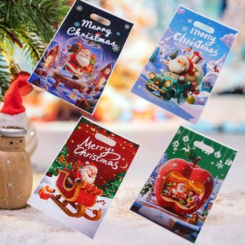 OPP чанта за коледни подаръци с подаръчно опаковане, карикатурен дизайн с бонбони, 50 броя в пакет