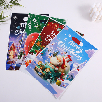 OPP чанта за коледни подаръци с подаръчно опаковане, карикатурен дизайн с бонбони, 50 броя в пакет
