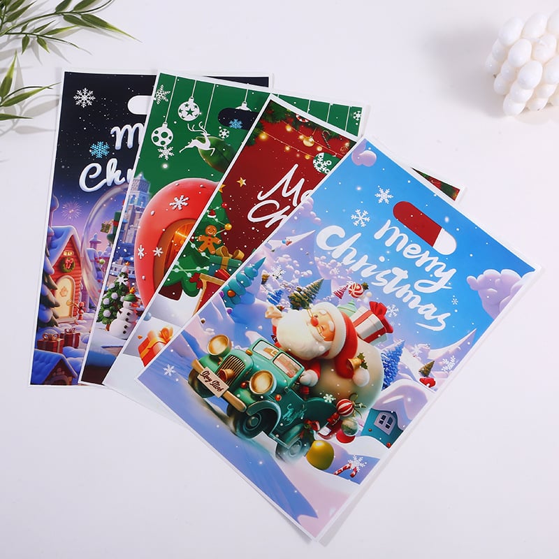 OPP чанта за коледни подаръци с подаръчно опаковане, карикатурен дизайн с бонбони, 50 броя в пакет