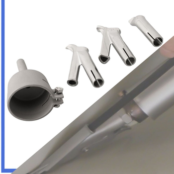 Nerūdijančio plieno fiksuotos antgaliai komplektas plastikiniam suvirinimo orą pistoletui — standartiniai antgaliai, pneumatinis valdymas, siūlių suvirinimas