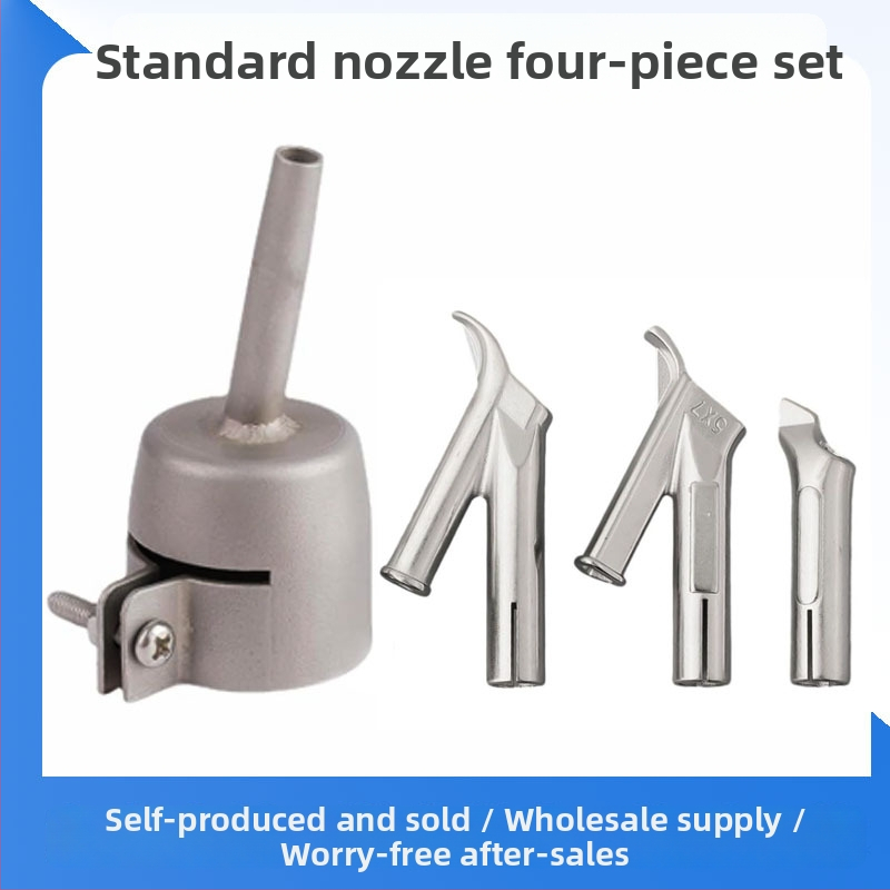 Nerūdijančio plieno fiksuotos antgaliai komplektas plastikiniam suvirinimo orą pistoletui — standartiniai antgaliai, pneumatinis valdymas, siūlių suvirinimas