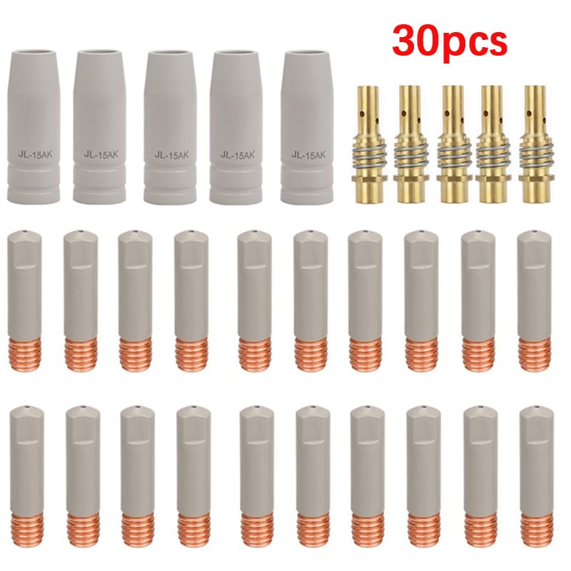 30 vnt MIG suvirinimo degiklio apsauginio antgalių rinkinys, suderinamas su 15AK MIG, dengtas, nelipnė šlako apsaugos gaubtas, sujungimo kotas