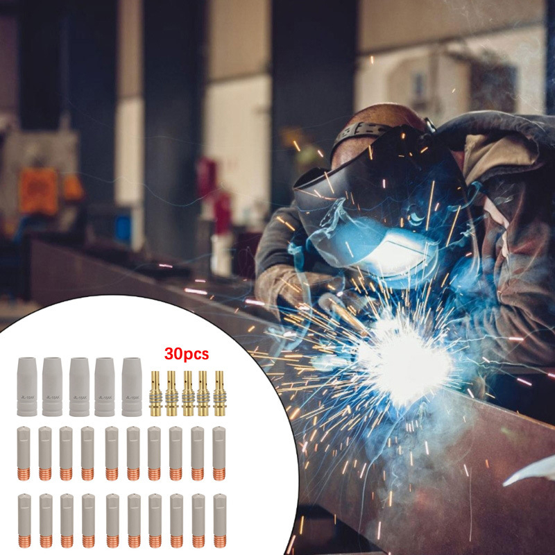 30 vnt MIG suvirinimo degiklio apsauginio antgalių rinkinys, suderinamas su 15AK MIG, dengtas, nelipnė šlako apsaugos gaubtas, sujungimo kotas