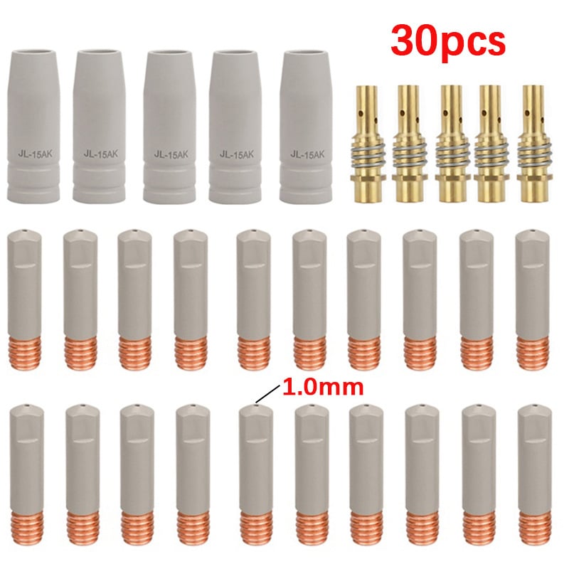30 vnt MIG suvirinimo degiklio apsauginio antgalių rinkinys, suderinamas su 15AK MIG, dengtas, nelipnė šlako apsaugos gaubtas, sujungimo kotas