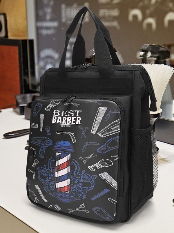 Kirpėjo įrankių kuprinė, PU medžiaga, dryžuotas raštas, talpa 20–35 L, nešiojamam kompiuteriui kišenė, oro pagalvės diržas