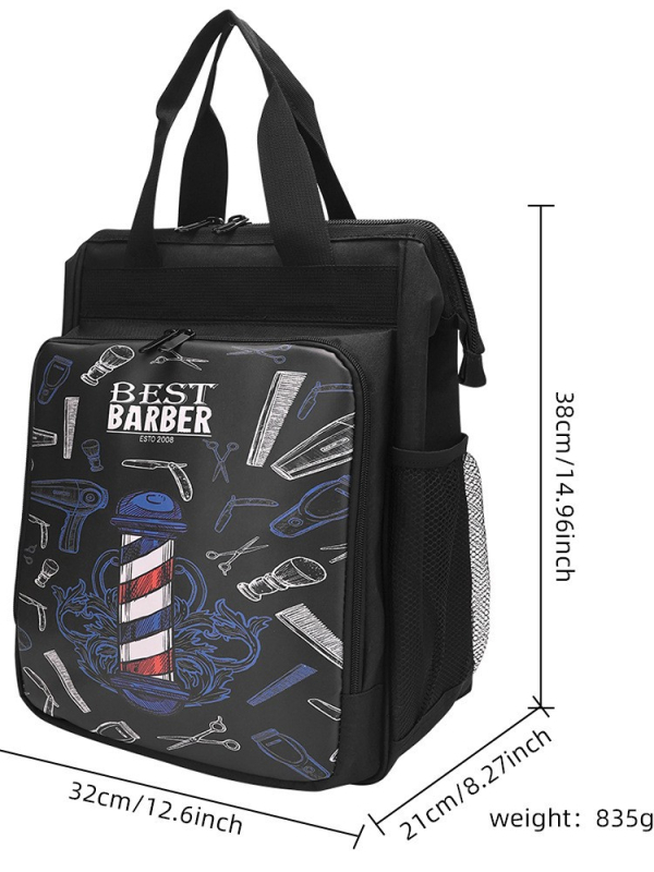 Kirpėjo įrankių kuprinė, PU medžiaga, dryžuotas raštas, talpa 20–35 L, nešiojamam kompiuteriui kišenė, oro pagalvės diržas