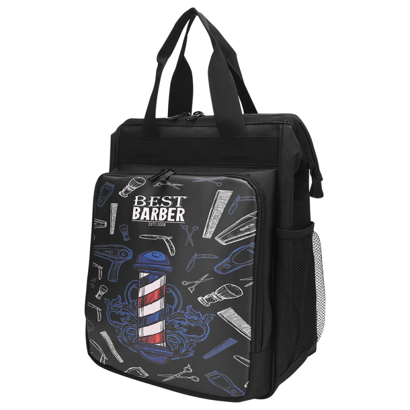 Kirpėjo įrankių kuprinė, PU medžiaga, dryžuotas raštas, talpa 20–35 L, nešiojamam kompiuteriui kišenė, oro pagalvės diržas