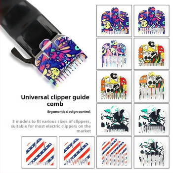 3 dalių ribojamųjų šukų komplektas plaukų kirpimui, ABS medžiaga, tinkamas elektriniams kirpimo įrankiams