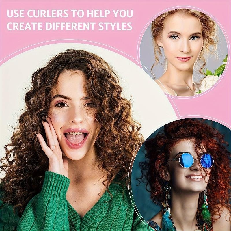 56 vnt. minkštų putų garbanojimo volai plaukams – keraminis šilumos laidininkas – tris viename: džiovinimas, garbanos ir tiesinimas