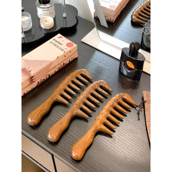 Santalų medienos masažo šukos su plačiais dantimis galvos odos masažui