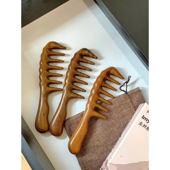 Santalų medienos masažo šukos su plačiais dantimis galvos odos masažui