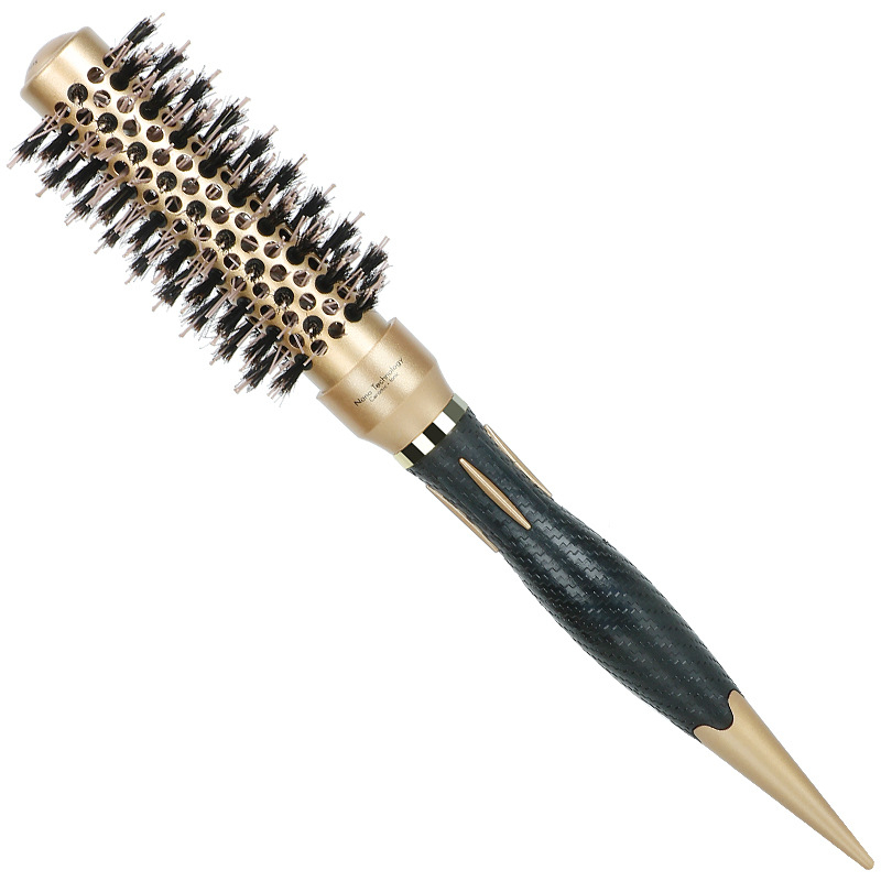 Plaukų šepetys su kiaulės šereliais, keraminė ritinėlio galva, aliuminio vamzdelis, šilumos vadavimo stilizavimo įrankis