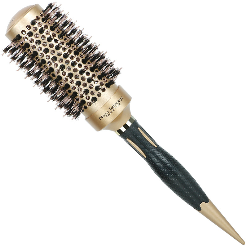 Plaukų šepetys su kiaulės šereliais, keraminė ritinėlio galva, aliuminio vamzdelis, šilumos vadavimo stilizavimo įrankis