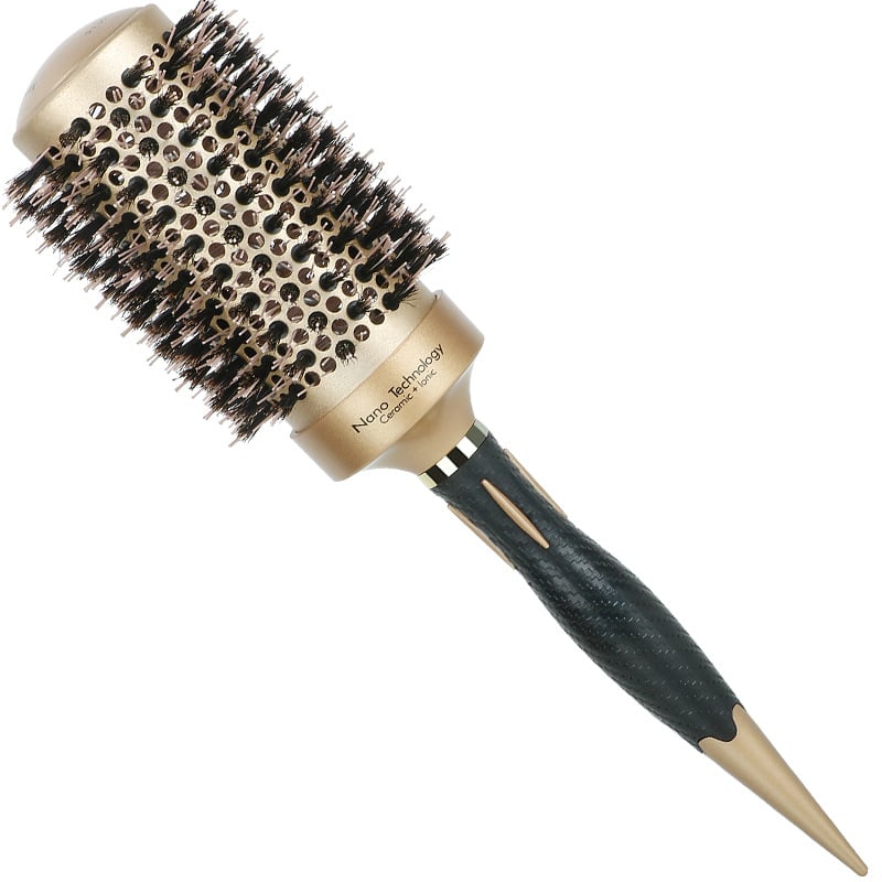 Plaukų šepetys su kiaulės šereliais, keraminė ritinėlio galva, aliuminio vamzdelis, šilumos vadavimo stilizavimo įrankis