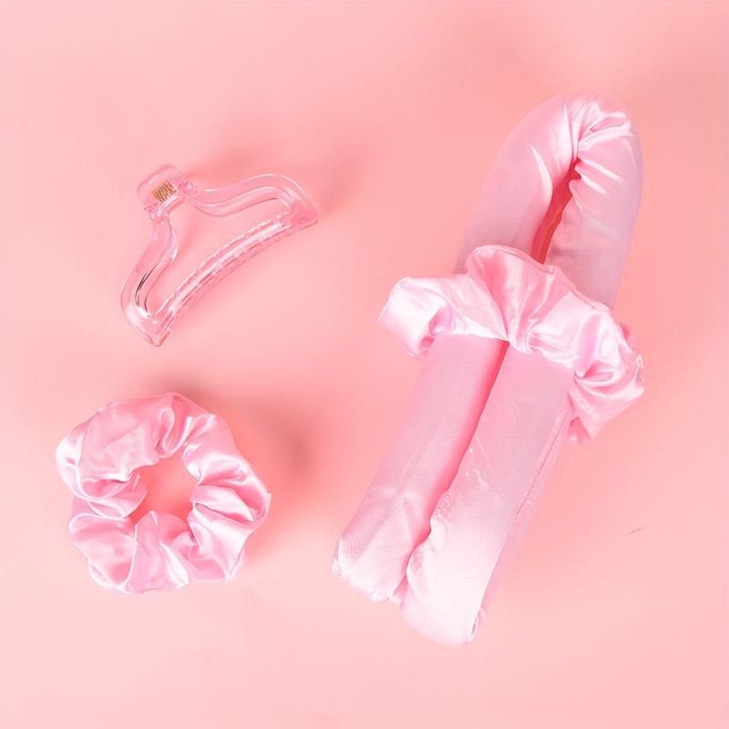 Trys viename satininis plaukų garbavimo įrankis be kaitros su miega skrybėle komplektu, keraminis laidininkas 31 mm+