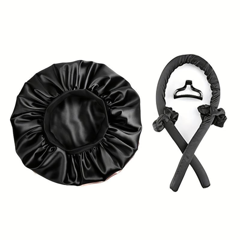 Trys viename satininis plaukų garbavimo įrankis be kaitros su miega skrybėle komplektu, keraminis laidininkas 31 mm+