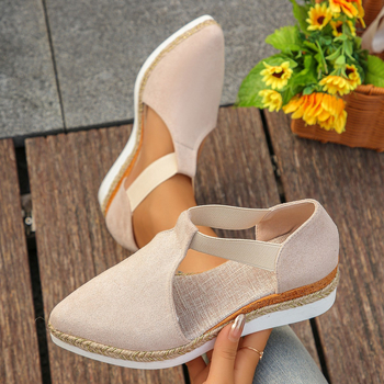 Augudega sandaalid, ümar varvas, ülemine osa tekstiilist, kummist tald, slip-on elastse vööga — Suvi 2025