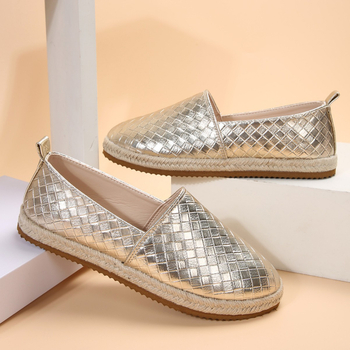 Mindennapi szabadidő slip-on cipő PU felsőrésszel, kerek orr, kézzel készített, gumírt talppal, sekély nyílású