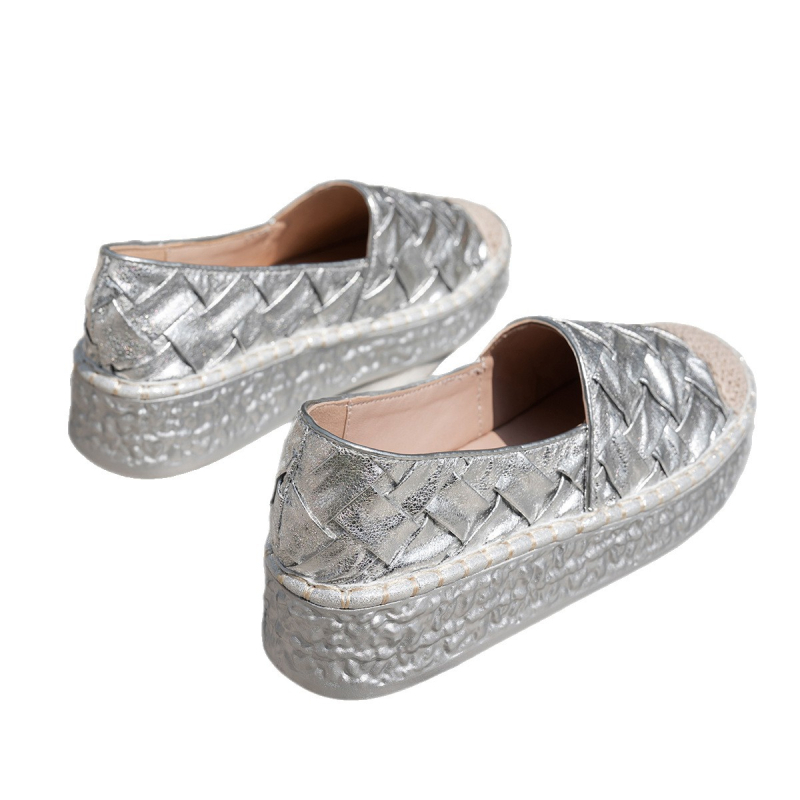 Ženske slip-on cipele u zapadnom stilu, s okruglim vrhom, pleteni gornji dio, PU ulošak i EVA potplat