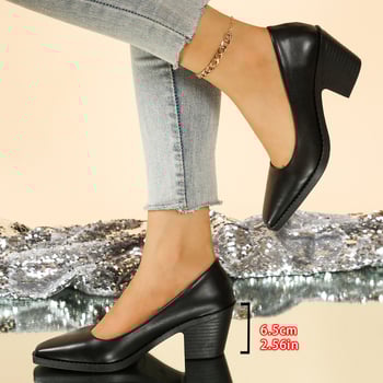 Mary Jane cipele od sintetičke kože, s gumenom potplatom, kvadratni 6–8 cm visine pete