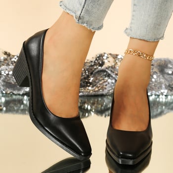 Mary Jane cipele od sintetičke kože, s gumenom potplatom, kvadratni 6–8 cm visine pete