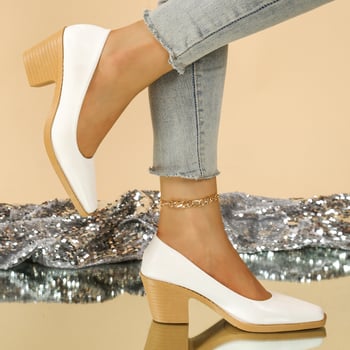 Mary Jane cipele od sintetičke kože, s gumenom potplatom, kvadratni 6–8 cm visine pete