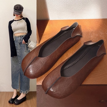 Ženske slip-on loaferice s PU gornjim dijelom, gumom, okrugli nos, prozračne, retro stil