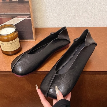 Ženske slip-on loaferice s PU gornjim dijelom, gumom, okrugli nos, prozračne, retro stil