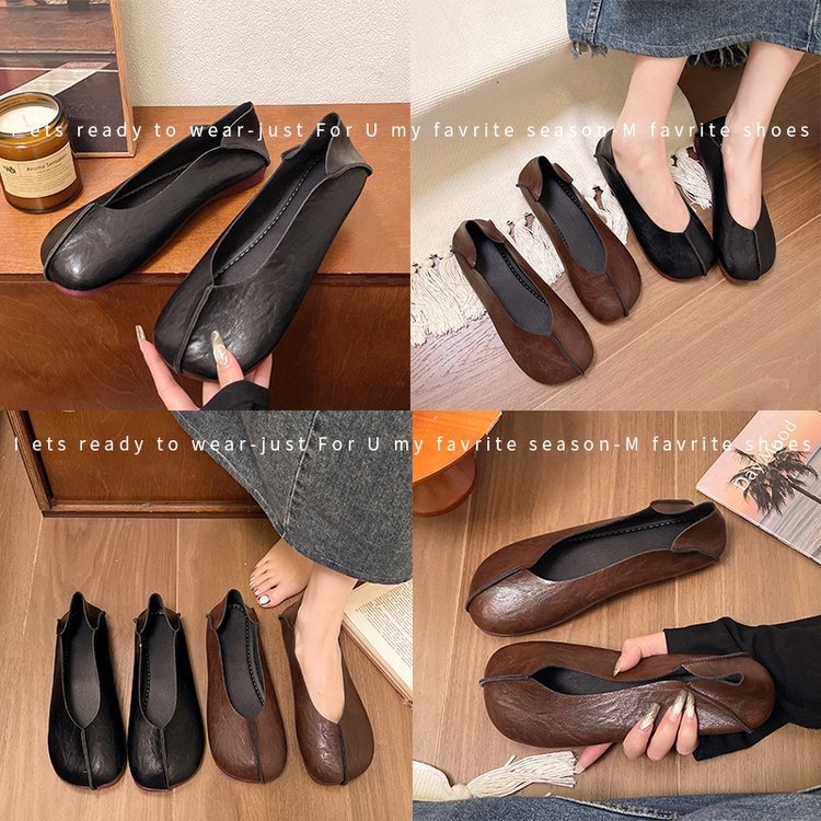 Ženske slip-on loaferice s PU gornjim dijelom, gumom, okrugli nos, prozračne, retro stil