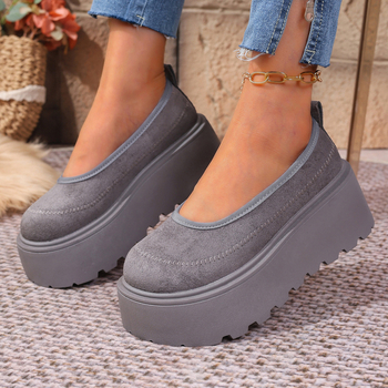 Ženske cipele s debelom potplatom, okrugli vrh, gornji dio od tekstila, EVA potplat, srednja visina pete 3–6 cm, slip-on