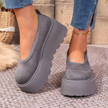 Ženske cipele s debelom potplatom, okrugli vrh, gornji dio od tekstila, EVA potplat, srednja visina pete 3–6 cm, slip-on