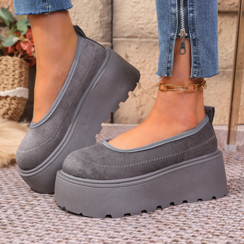 Ženske cipele s debelom potplatom, okrugli vrh, gornji dio od tekstila, EVA potplat, srednja visina pete 3–6 cm, slip-on