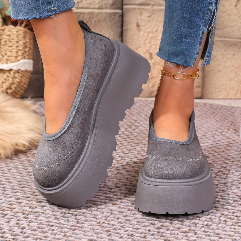 Ženske cipele s debelom potplatom, okrugli vrh, gornji dio od tekstila, EVA potplat, srednja visina pete 3–6 cm, slip-on