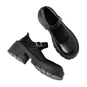 Ženske Mary Jane cipele - zaobljena nosnica, PU gornji dio, 6–8 cm kvadratni potpetica, kopča, gumeni potplat