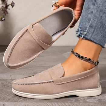 Ženske slip-on loaferice, okrugli nos, gornji dio od velura, gumeni potplat, pogodne za sve sezone, niski profil