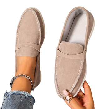 Ženske slip-on loaferice, okrugli nos, gornji dio od velura, gumeni potplat, pogodne za sve sezone, niski profil
