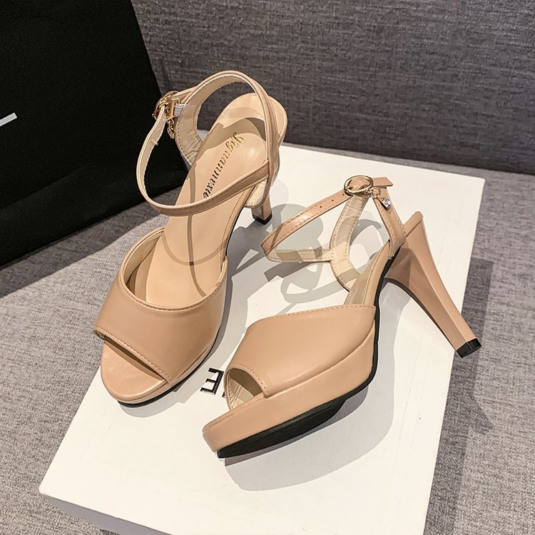 Naiste rihm sandaalid, suve 2025, avatud varvas, pahkluu rihm, platvorm ja õhuke konts 6–8 cm; ülemine materjal: super kiud; sisemus: super kiud; tald: kumm