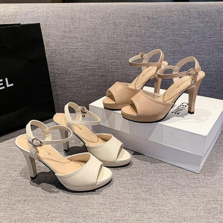 Naiste rihm sandaalid, suve 2025, avatud varvas, pahkluu rihm, platvorm ja õhuke konts 6–8 cm; ülemine materjal: super kiud; sisemus: super kiud; tald: kumm