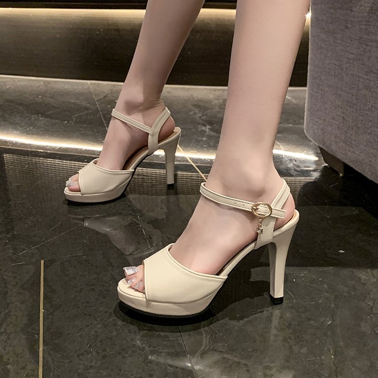 Naiste rihm sandaalid, suve 2025, avatud varvas, pahkluu rihm, platvorm ja õhuke konts 6–8 cm; ülemine materjal: super kiud; sisemus: super kiud; tald: kumm