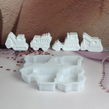 Silikonski kalup za DIY gips — nepravilnog oblika, kombinirani ukras kamion-bager i Božićno drvce