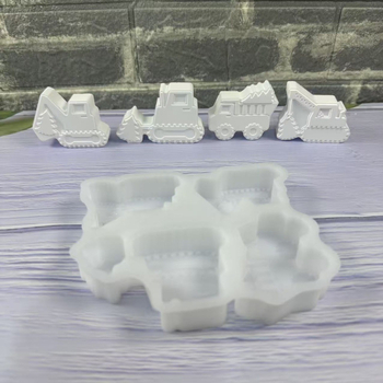 Silikonski kalup za DIY gips — nepravilnog oblika, kombinirani ukras kamion-bager i Božićno drvce