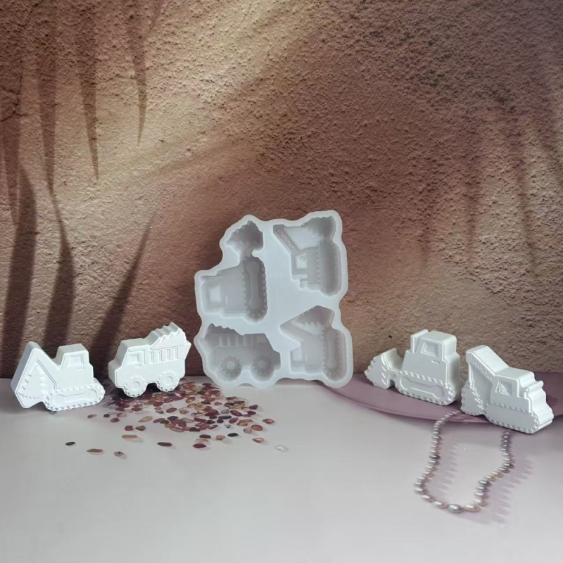 Silikonski kalup za DIY gips — nepravilnog oblika, kombinirani ukras kamion-bager i Božićno drvce